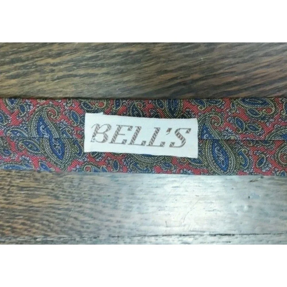 Vintage Bert Pulitzer Tie Wool Silk Blend Red Blue Paisley Made In USA Necktie
